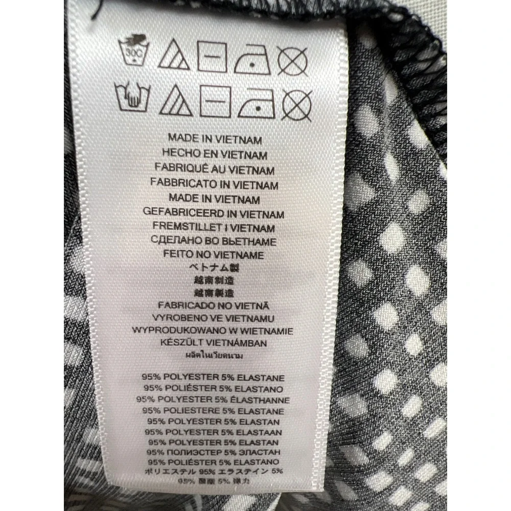 Michael Kors Faux Wrap Dress Womens XL Black White Grid Sleeveless V-Neck